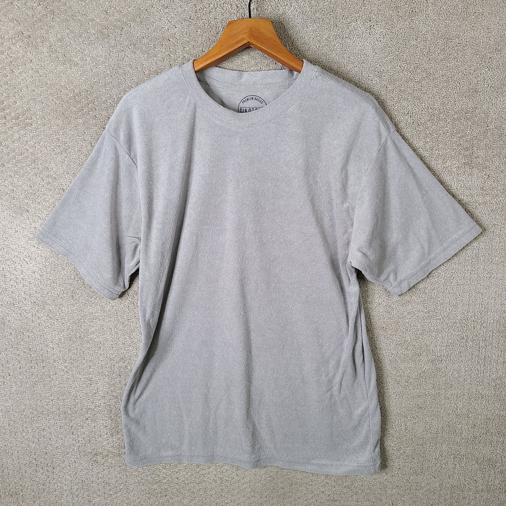 Dikotomy Shirt Mens Medium Gray Boxy Fit Terry Cloth Rayon Blend Short Sleeve